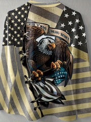 Eagle Flag Print Men's Round Neck Sweatshirt for Autumn Winter