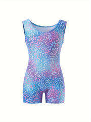Leopard Print Gymnastics Suit Girls Dance Leotard