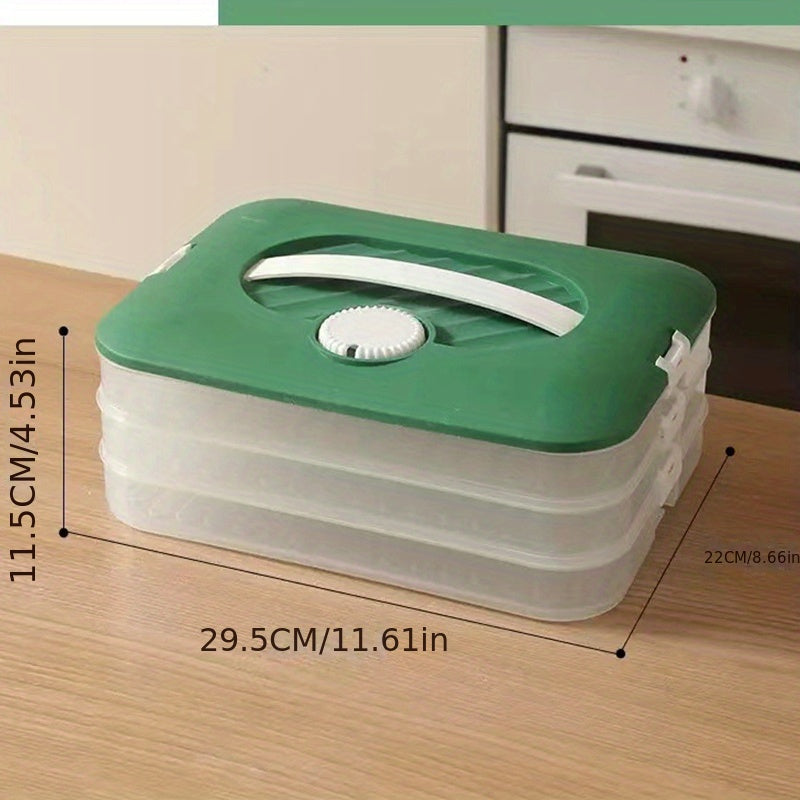 Portable 3 Layer Dumpling Box with Lid for Picnic, Camping