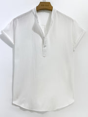 Men's Casual Cotton Short Sleeve Shirt for Summer Vacation