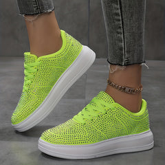 Rhinestone Flat Skateboard Shoes, Diamond Decor, Portable
