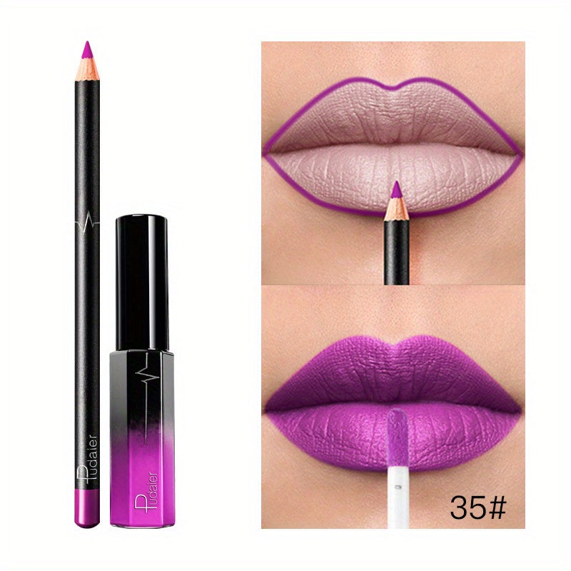Lip Liner Pen Lip Gloss Set 4 Colors High Pigmented