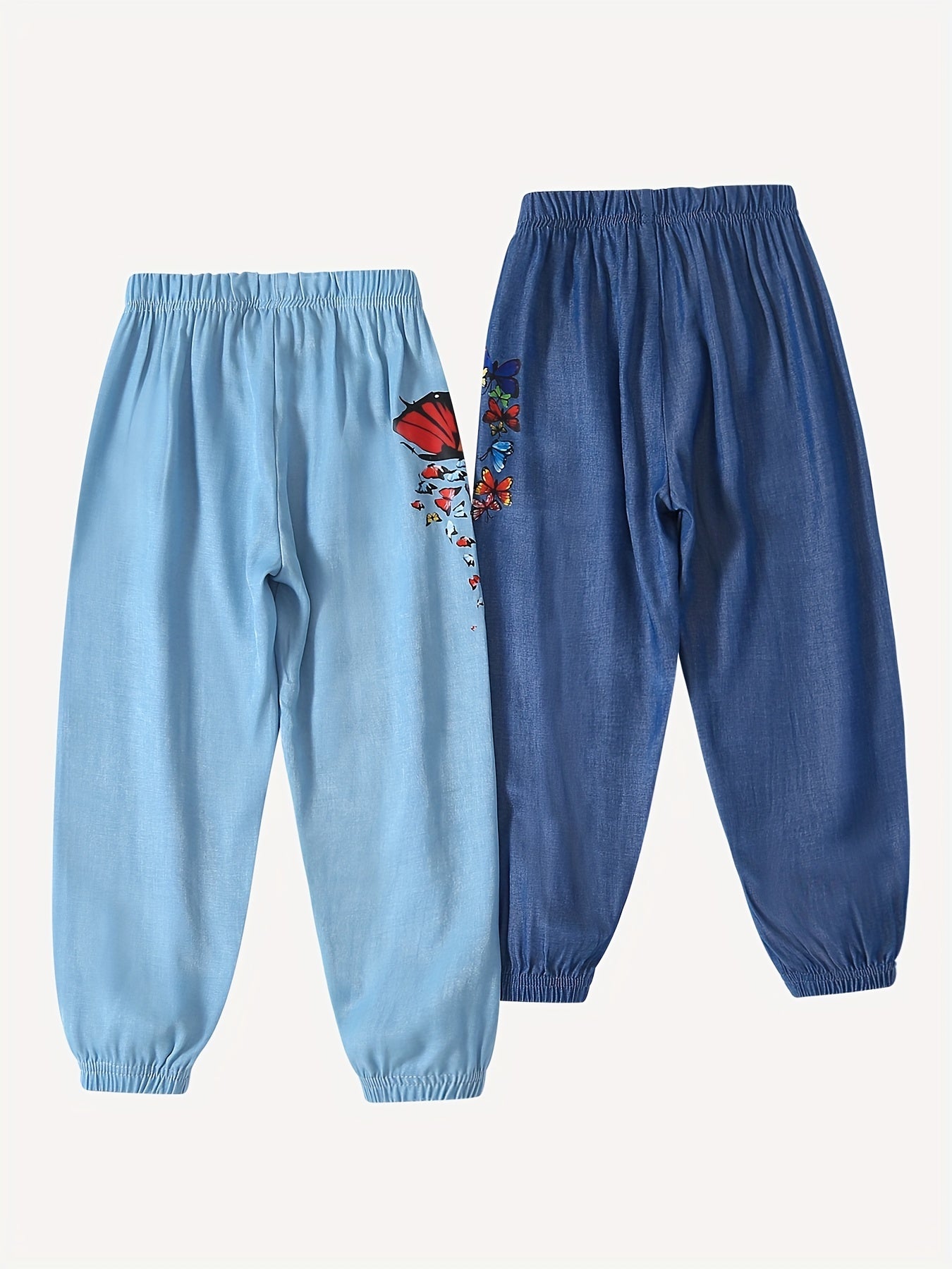 Girls' Butterfly Graphic High Waist Denim Jeans - 2 Packs
