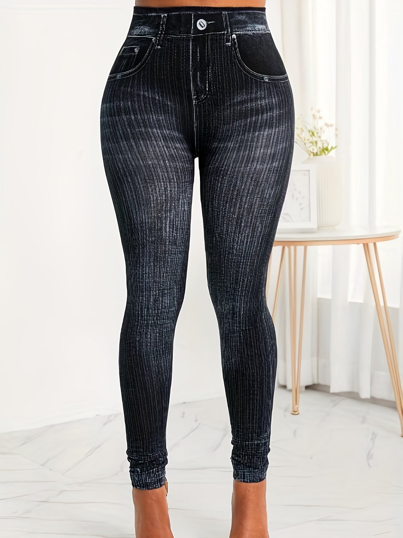 Women's Plus Denim Print High Rise Leggings