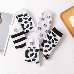 5 Pairs Mixed Pattern Casual Mid Tube Socks Women's Stockings