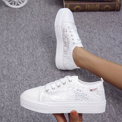 Women's Mesh Sneakers Casual Lace Up Outdoor Shoes Lightweight Low Top Shoes