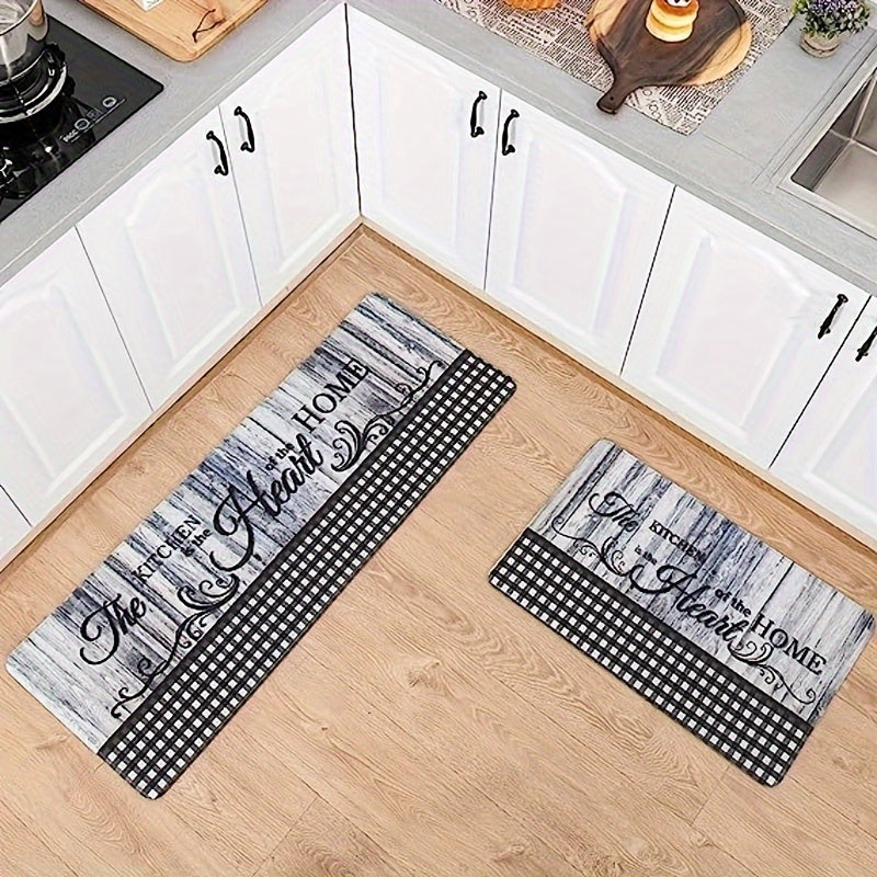 2pcs Absorbent Kitchen Rug Set Waterproof Anti Fatigue Runner Soft Carpet