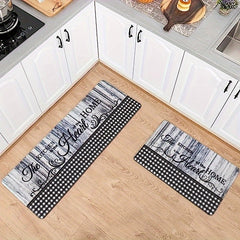2pcs Absorbent Kitchen Rug Set Waterproof Anti Fatigue Runner Soft Carpet