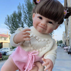 Realistic Silicone Vinyl Reborn Doll with Pink Knitted Outfit