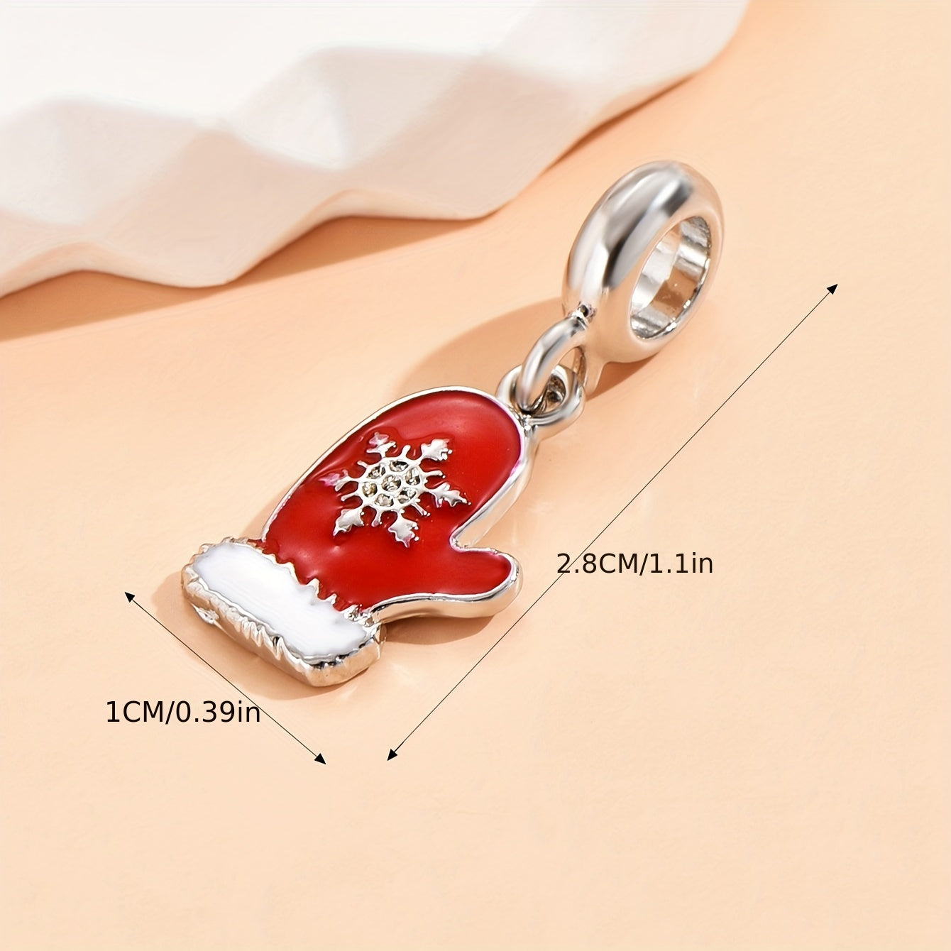 1pc Christmas Snowflake Gloves Pendant DIY Bracelet String Gray Multicolor