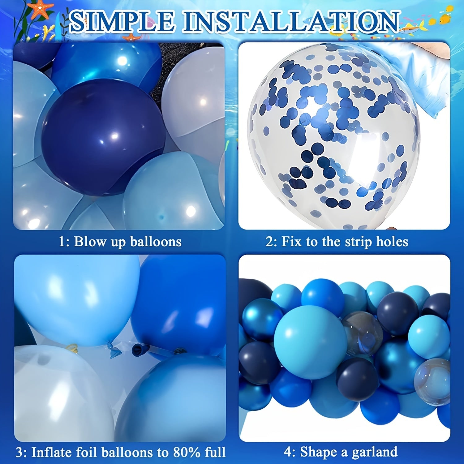 111pcs Underwater Ocean World Balloon Chain Theme Set