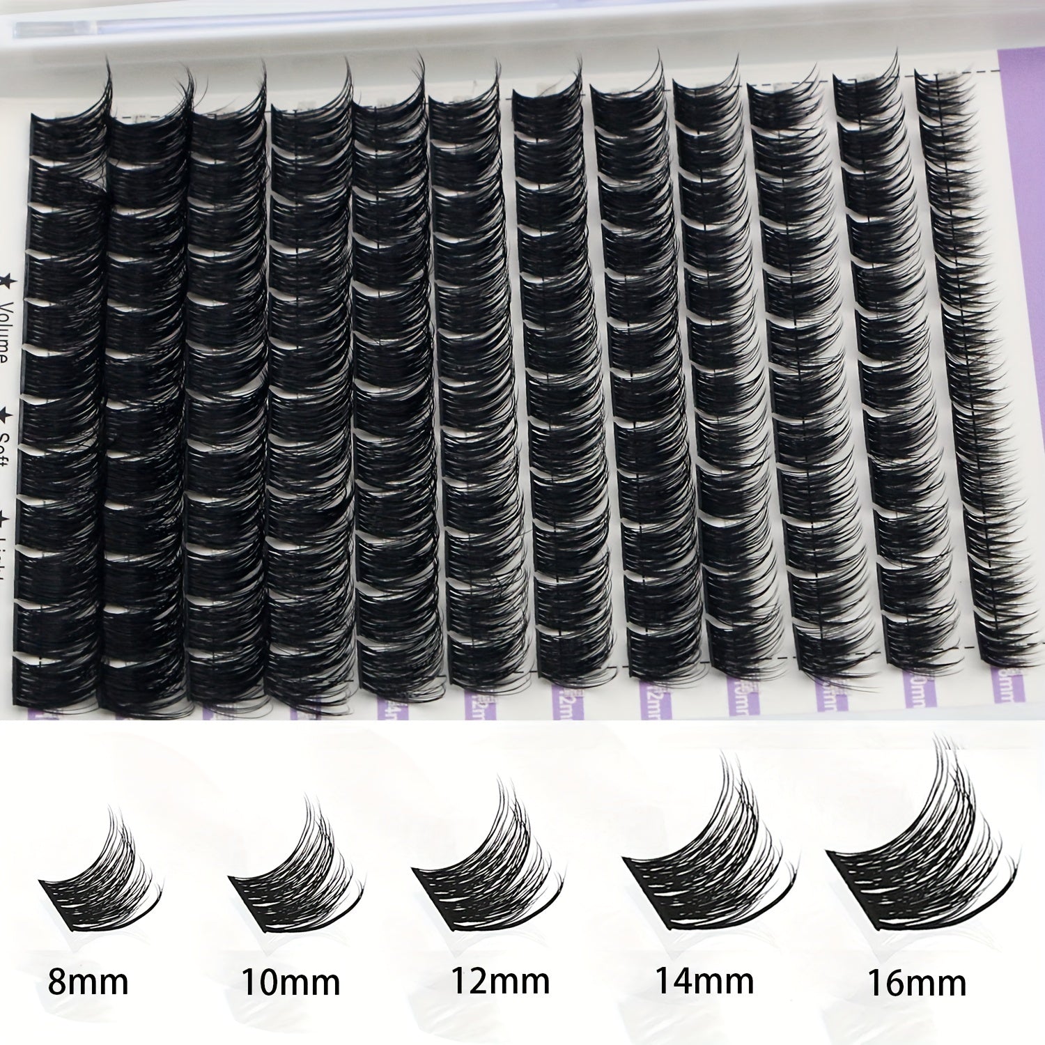 144Pcs D Curling False Eyelash Clusters DIY Extension 8-16mm Mixed Length