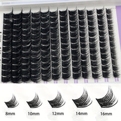 144Pcs D Curling False Eyelash Clusters DIY Extension 8-16mm Mixed Length