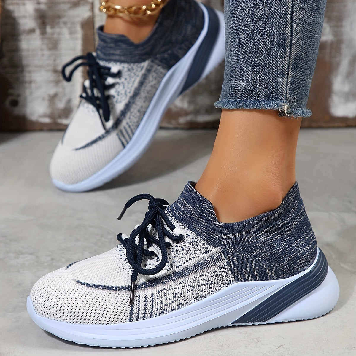 Women's Ombre Flying Woven Breathable Running Shoes