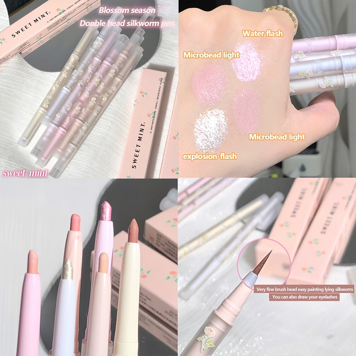 Dual Ended Eyeliner Pen Matte Pearly Highlight Glitter Stick