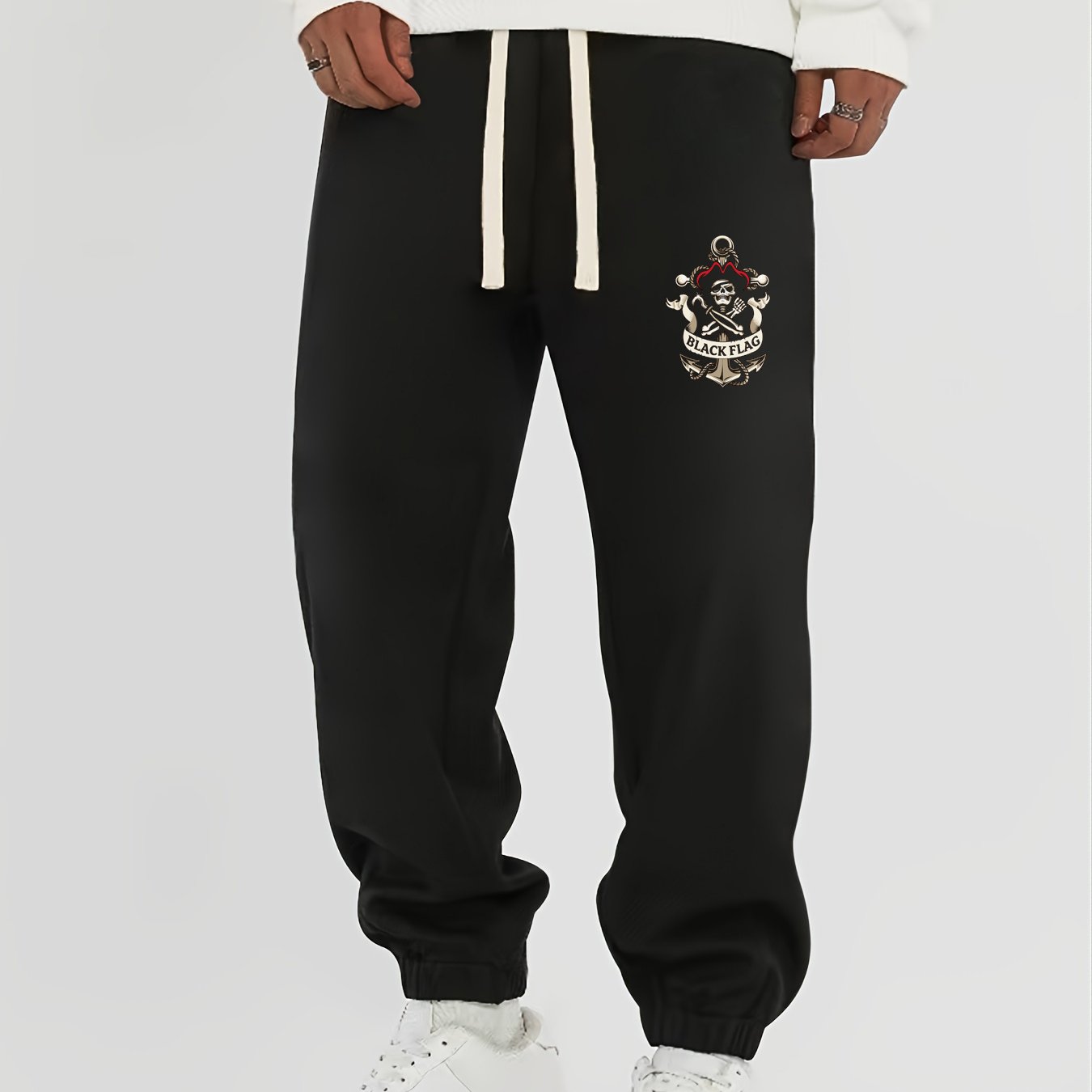 BLACK FLAG Skull Print Men's Drawstring Sweatpants