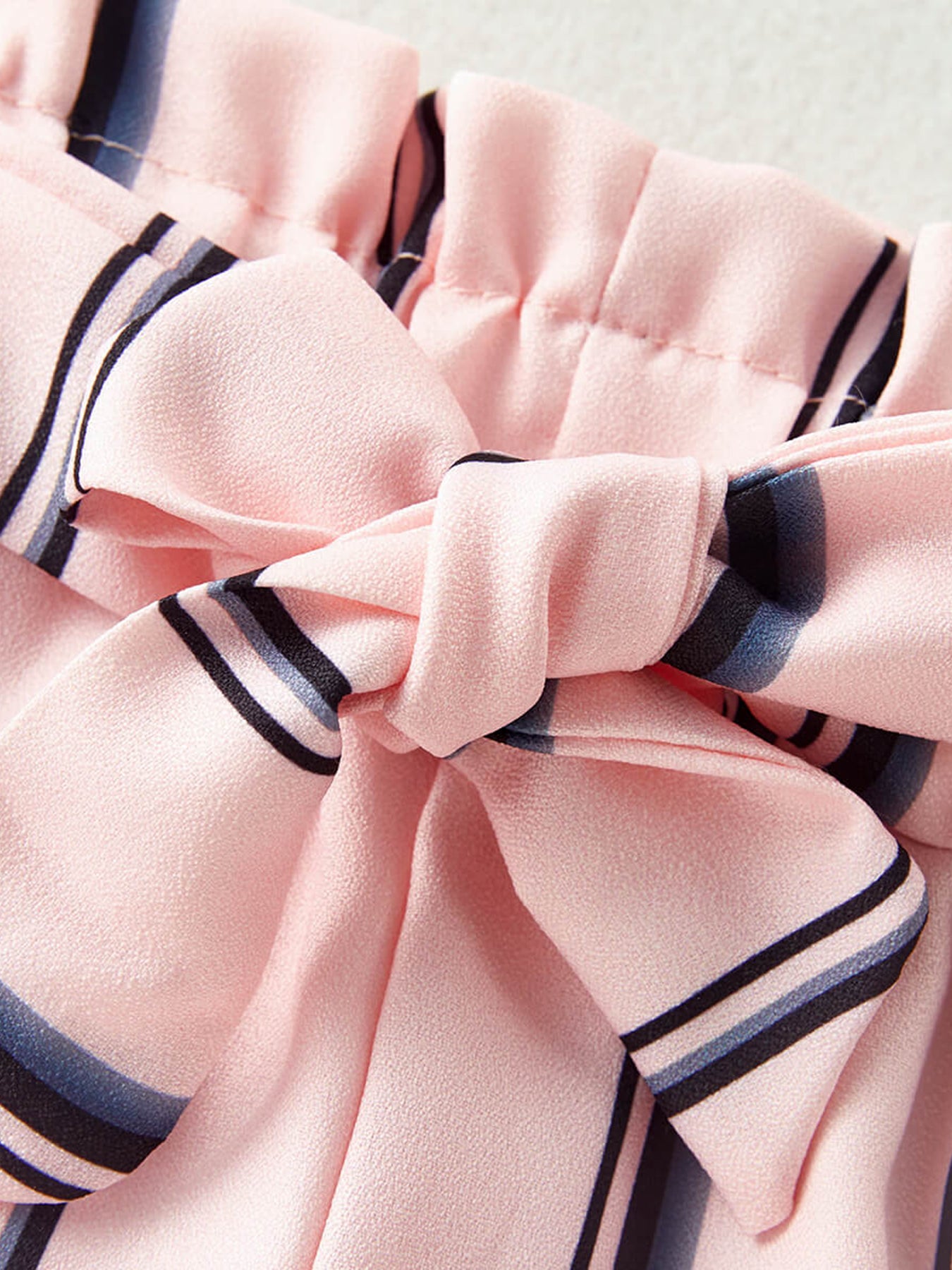 3pc Off-the-shoulder Top, Stripes Pants & Headband Set for Baby Girls