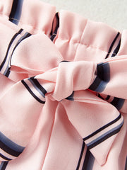 3pc Off-the-shoulder Top, Stripes Pants & Headband Set for Baby Girls