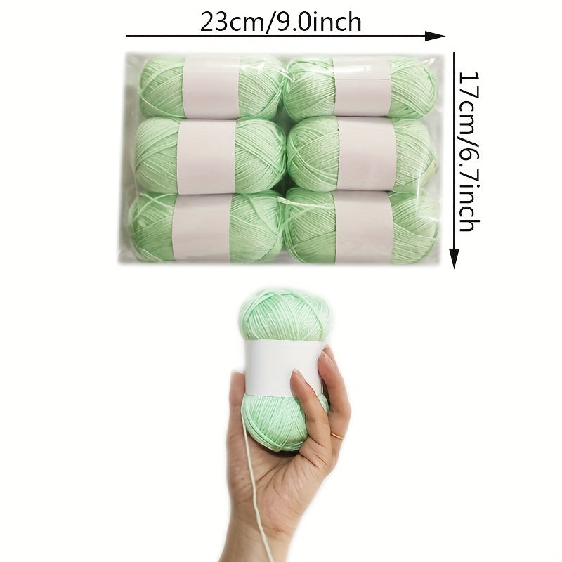 6pcs Bamboo Cotton Blend Yarn for Spring & Summer Knitting - Soft & Fine