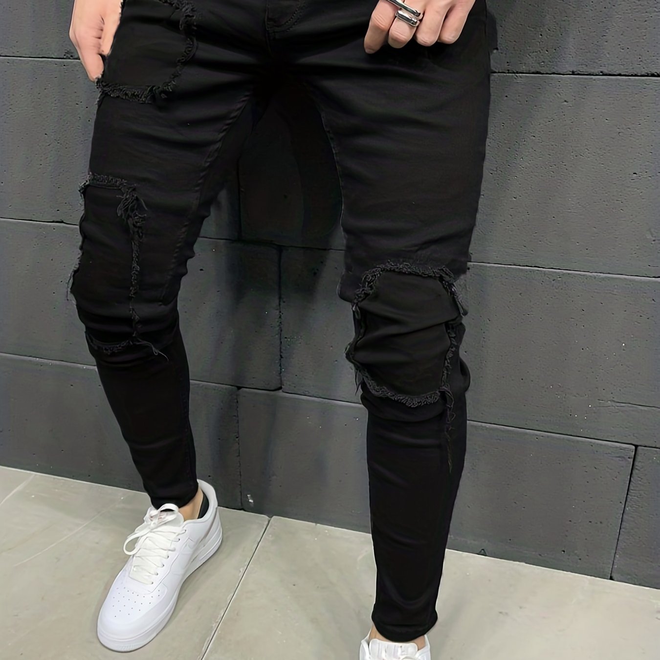 Men's Casual Street Style Stretch Jeans With Pockets