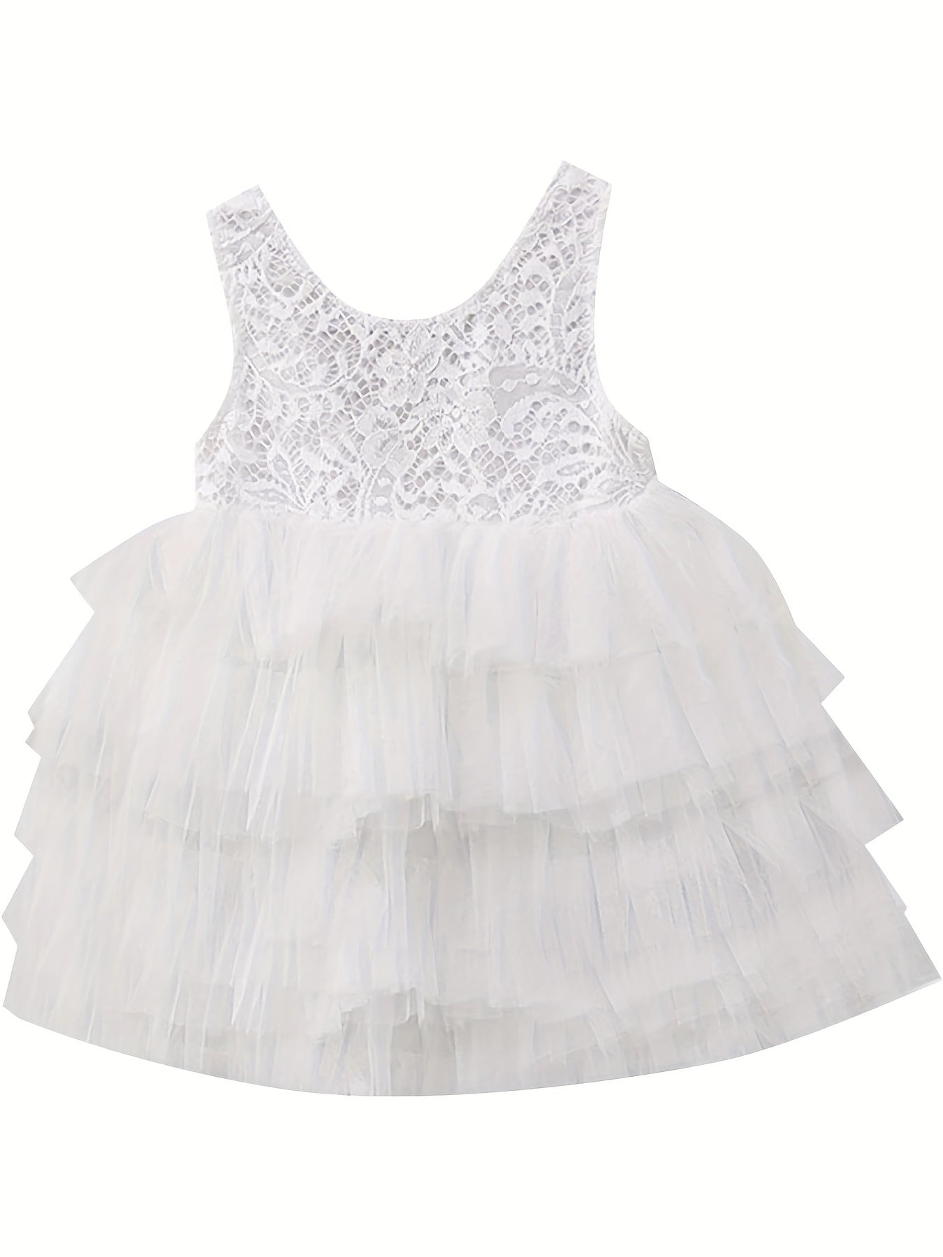 Flower Girl Lace Strappy Tiered Tutu Dress