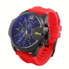 KUERST Large Dial Quartz Watch with Calendar and Soft Strap
