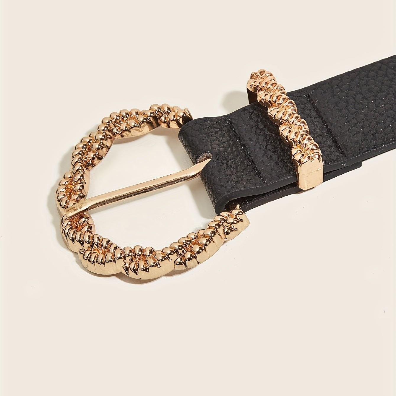 Embossed Wide Belt for Women with Twist Buckle