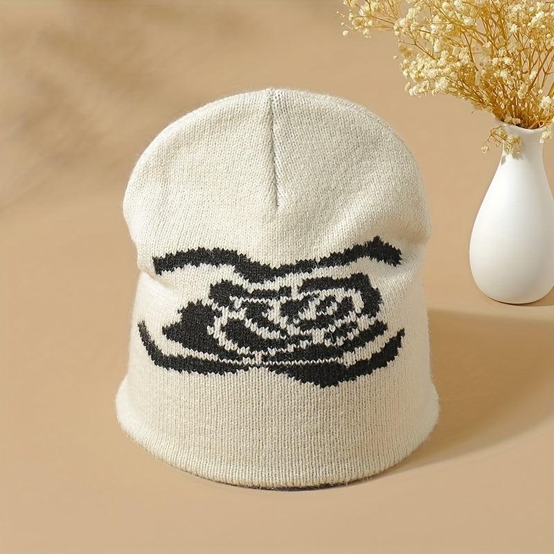 Y2K Flower Beanie Knitted Hat Street Style Warm Cap