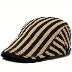 CNTANG Summer Thin Stripes Beret Men's Flat Cap Vintage Casual Boina