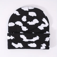 Cloud Jacquard Beanie Candy Y2K Knit Hat Lightweight Warm Skull Cap