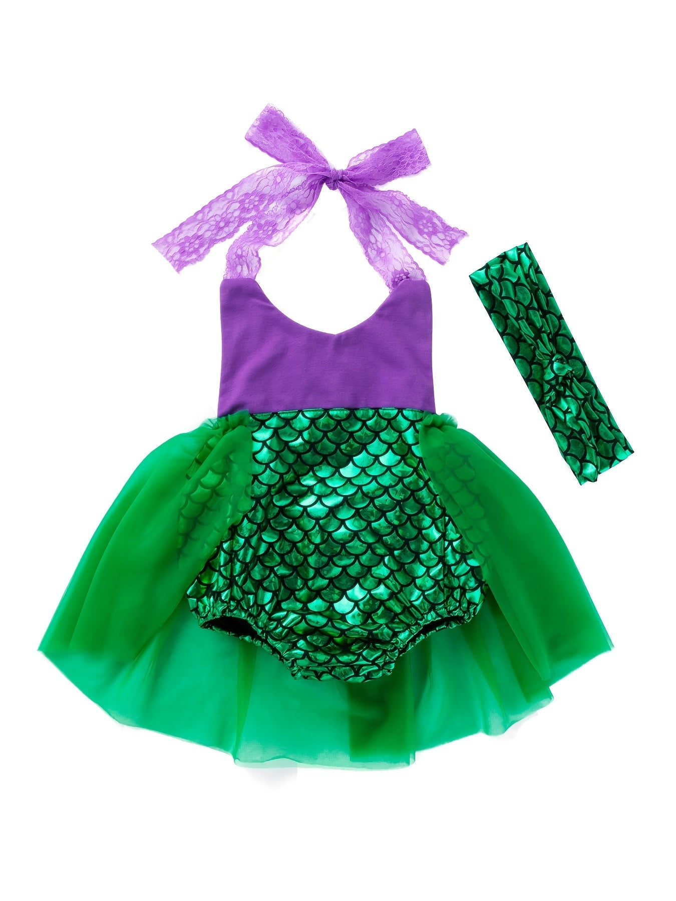 Baby Girls Lace Mermaid Romper For Summer Party