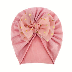Bowknot Elastics Baby Hat Cap Polka Dot Beanie In Candy For Boys And Girls