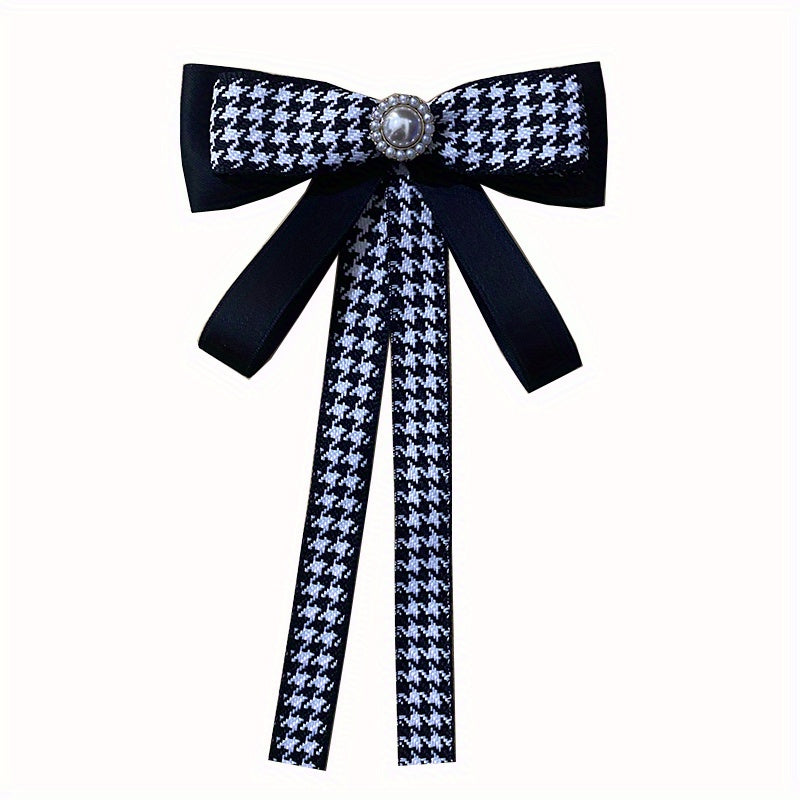 Houndstooth Bow Tie Double Layer Brooch Neck Ties