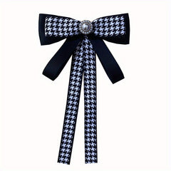 Houndstooth Bow Tie Double Layer Brooch Neck Ties