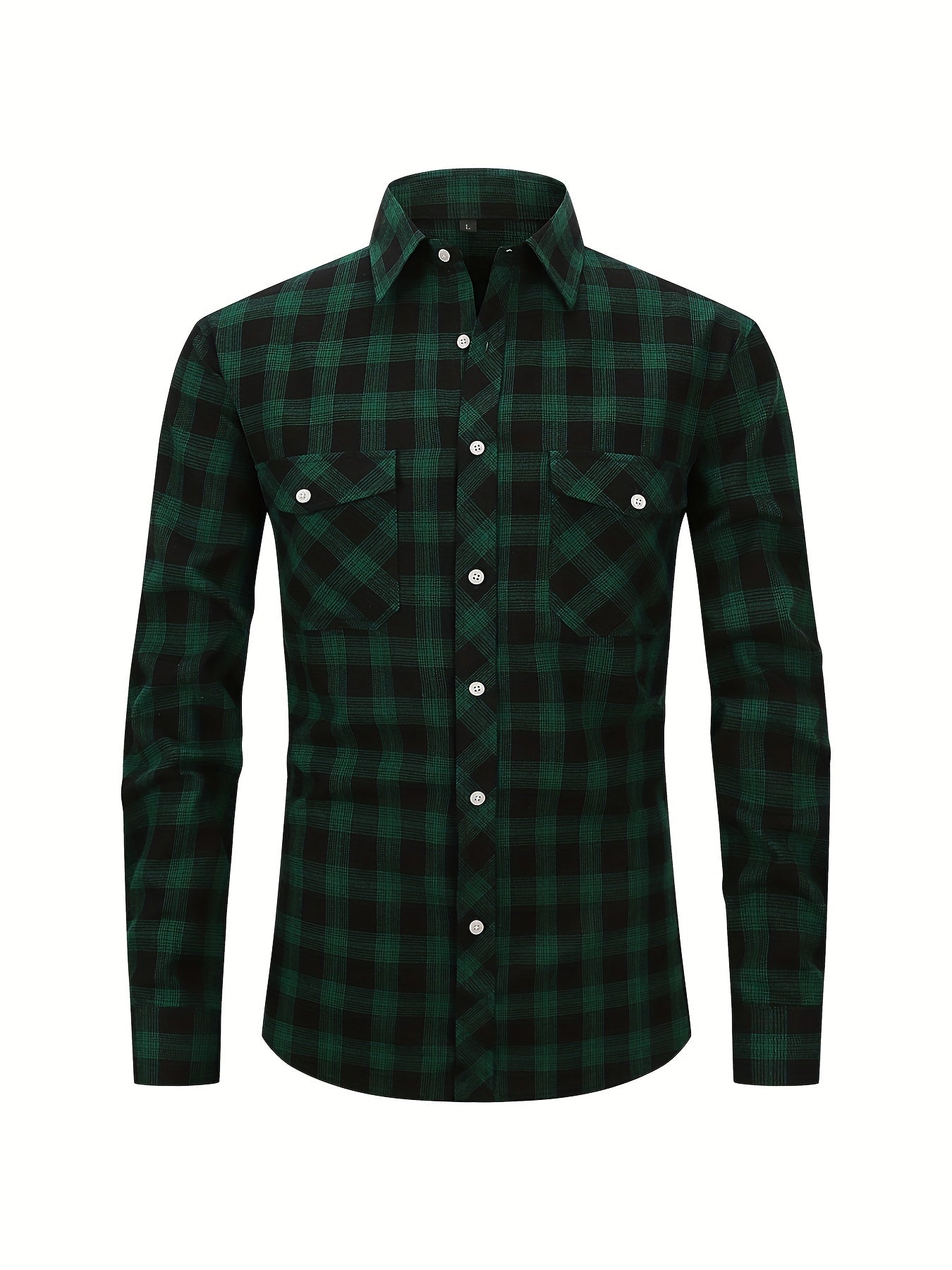 Men's Plaid Print Button Up Long Sleeve Shirt