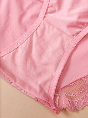 Floral Jacquard Lace Trim Panties Set Plus Size 3-Pack Women's Medium