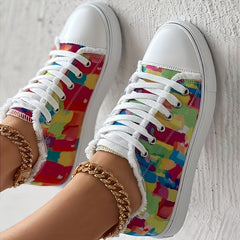 Colorful Canvas Lace-Up Low Top Walking Shoes
