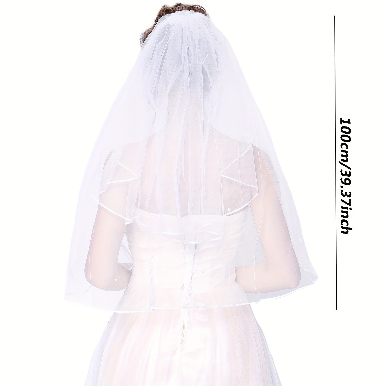 Short Tulle Wedding Veil Ribbon Edge Comb Bridal Bachelorette Party Accessories