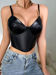 Women's Spaghetti V-Neck Bustier Corset Crop Top