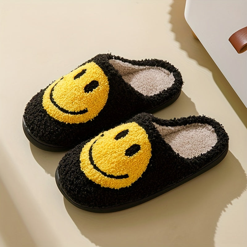 Women's Smile Face Slippers Soft & Comfy Non Slip House Shoes