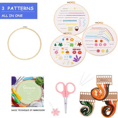3 Sets Embroidery Starter Kit w/ Pattern & Instructions - Cross Stitch Set