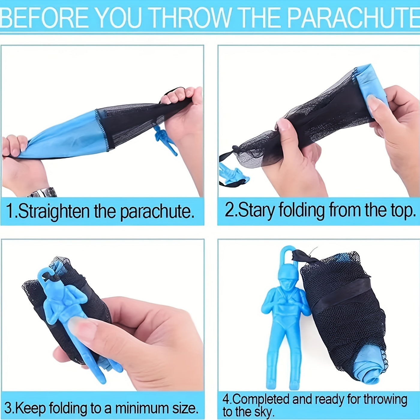 Parachute Toy Set for Outdoor Adventure - 4pcs