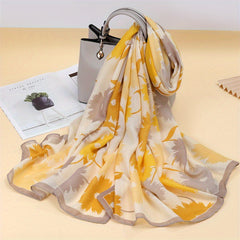 Flower Print Casual Scarf Double Shawl Windproof Warm Head Wrap