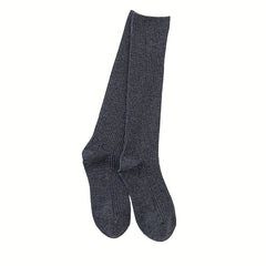 Solid Calf Socks Comfy All match Knee High Socks Women's Stockings