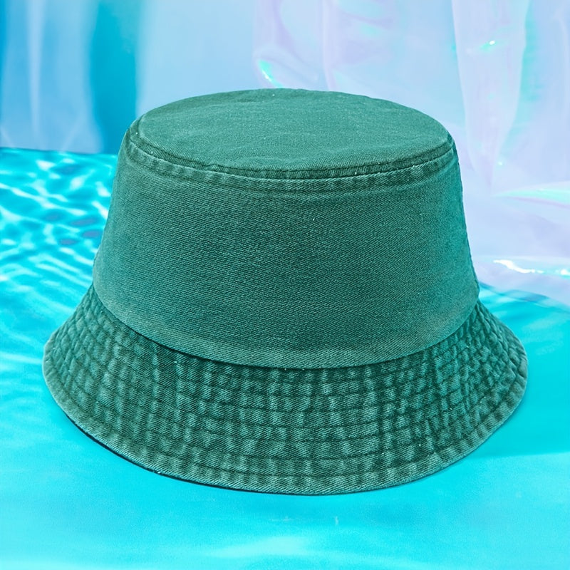 Solid Washed Bucket Hat Cotton Sun Hats Beach Travel Women Fisherman Cap