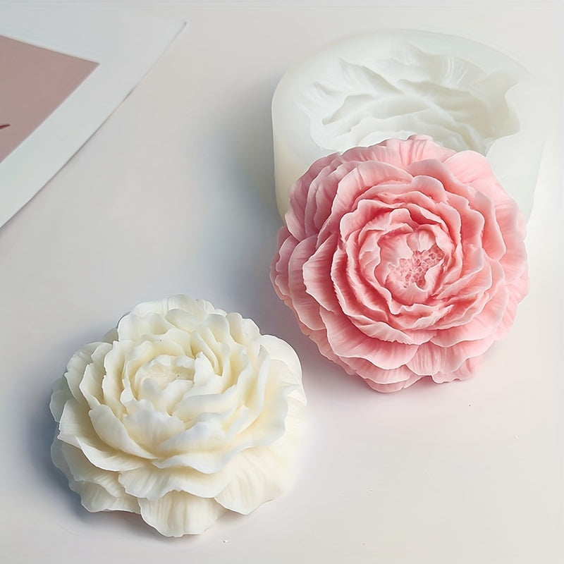 Large Peony Silicone Candle Mold Aromatherapy Gypsum Soap Resin Flower