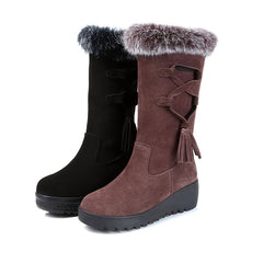 Fleece Mid calf Snow Boots Thick Bottom Anti Slip Women's Footwear