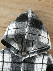 Toddler Boys Plaid Hooded Coat
