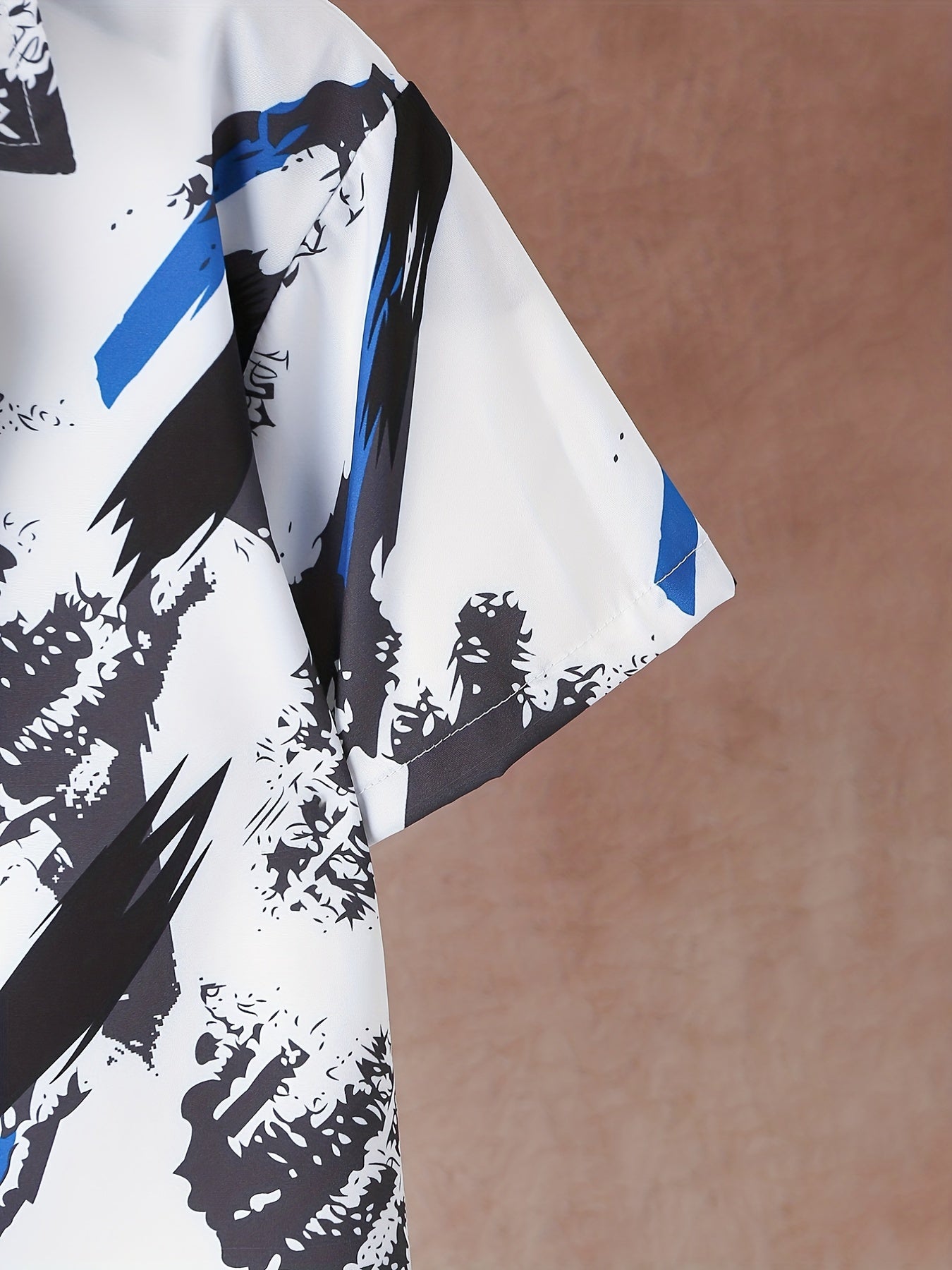 Boys Graffiti Print Button Down Short Sleeve Shorts