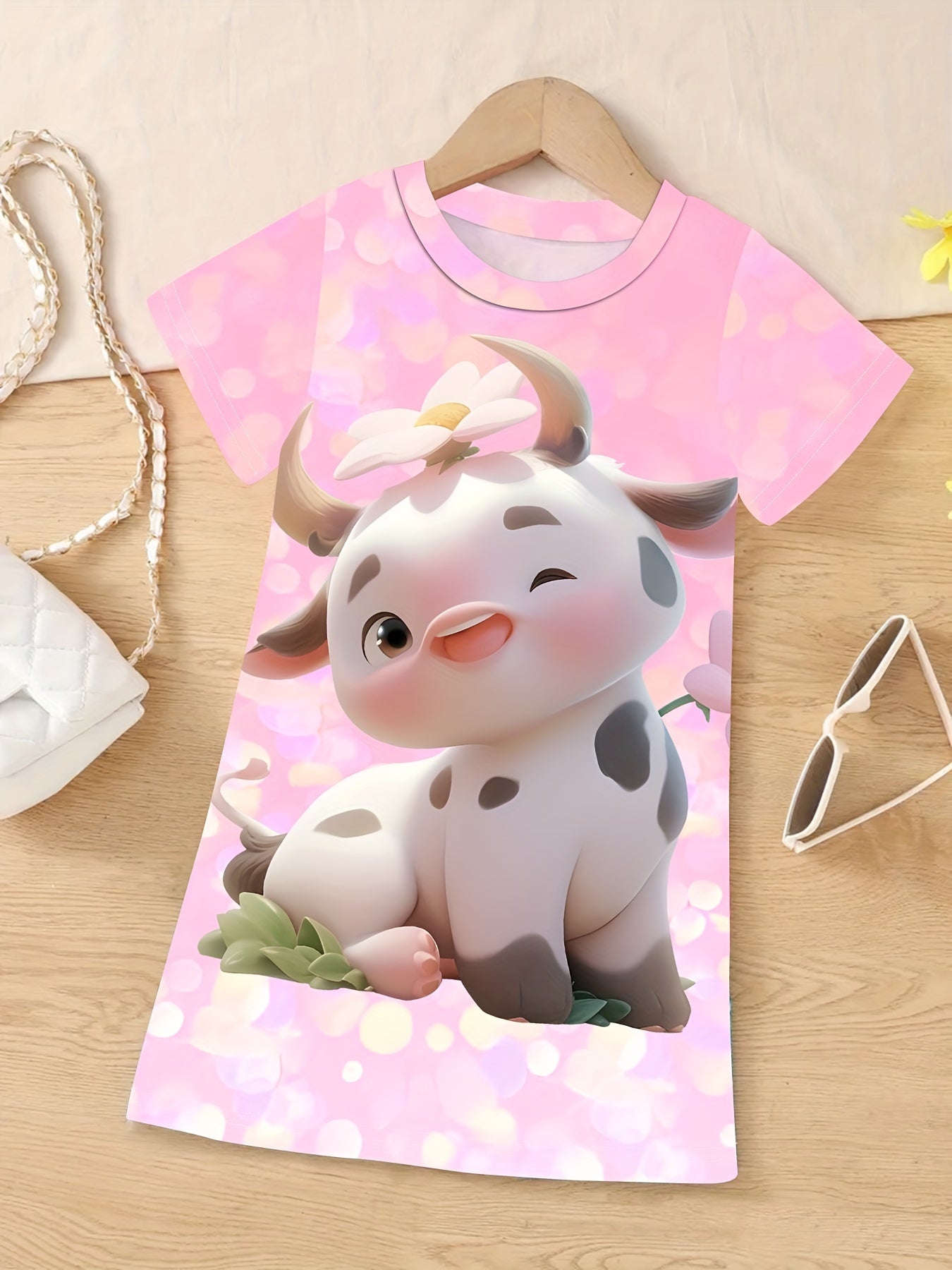 Girls Cow Print Dress Summer Clothes Gift